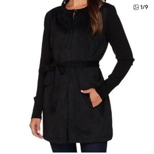 H by Halston faux suede Black dress jacket NWOT 14